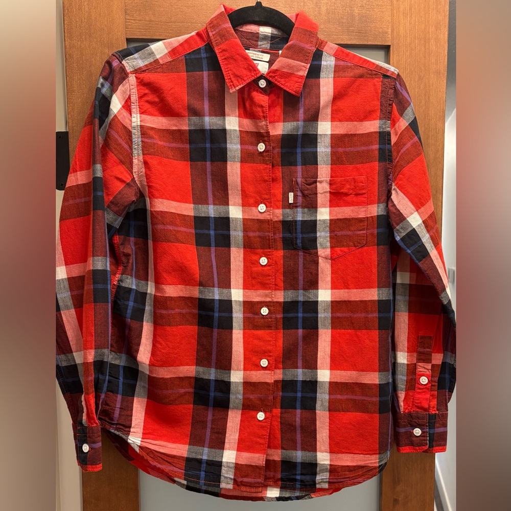 Levi’s Plaid Linen/cotton Blend Button Down Shirt, Size Small
